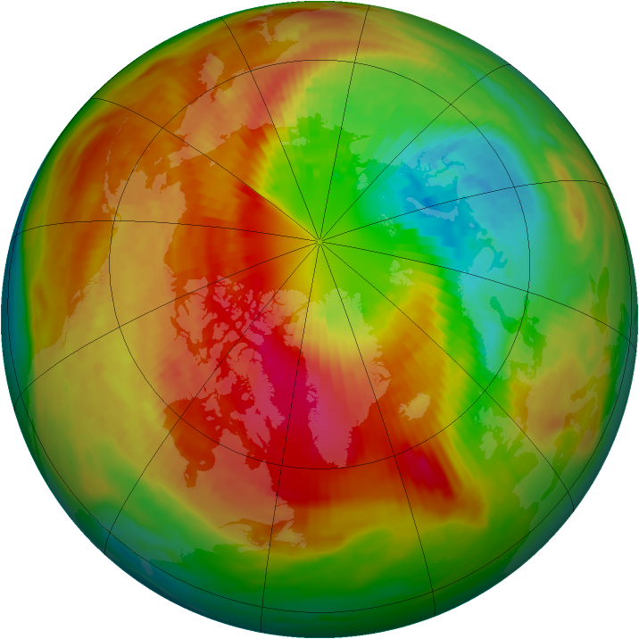 Arctic ozone map for 12 March 1986